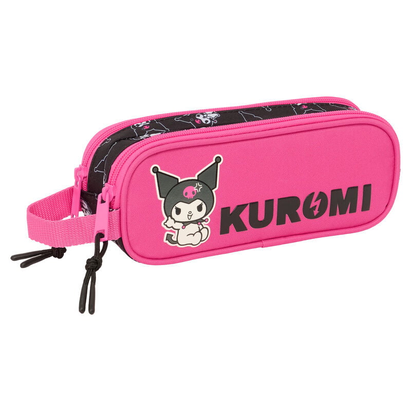 Portatodo doble rosa de Kuromi con dos compartimentos y asa lateral