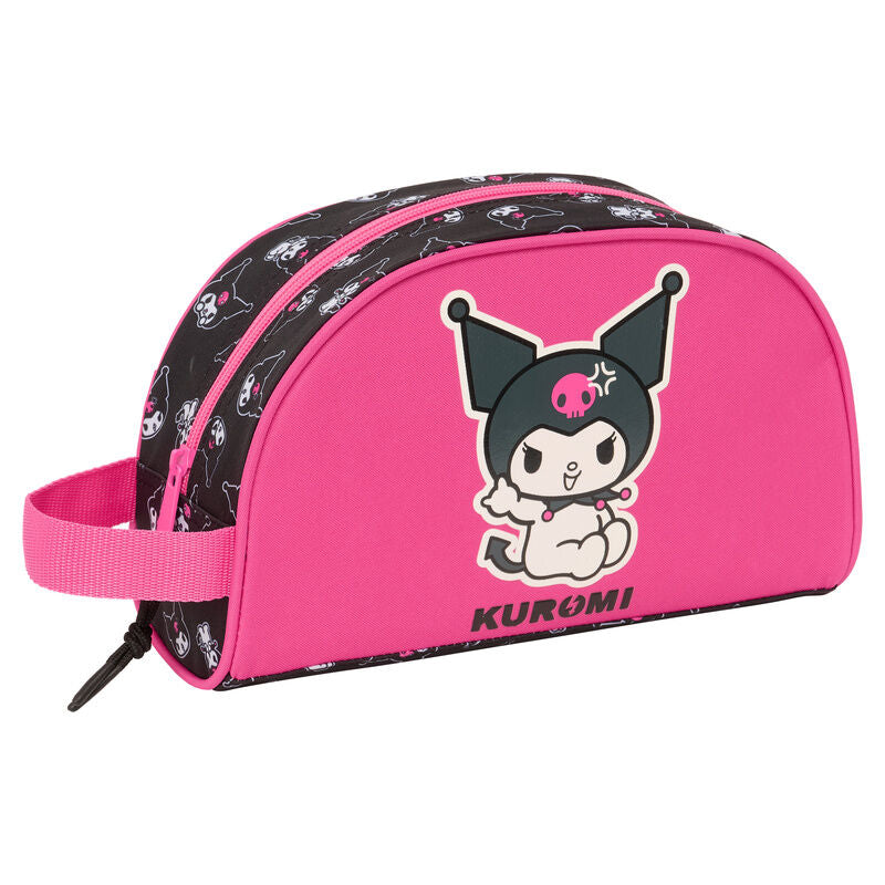 Neceser rosa y negro de Kuromi con asa lateral
