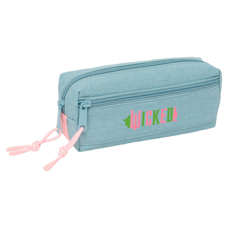 Portatodo triple SAFTA Wicked azul verdoso con detalles rosas
