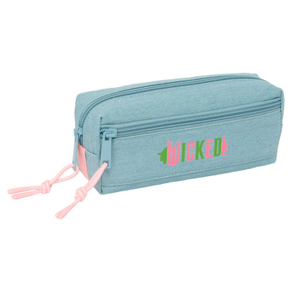 Portatodo triple SAFTA Wicked azul verdoso con detalles rosas