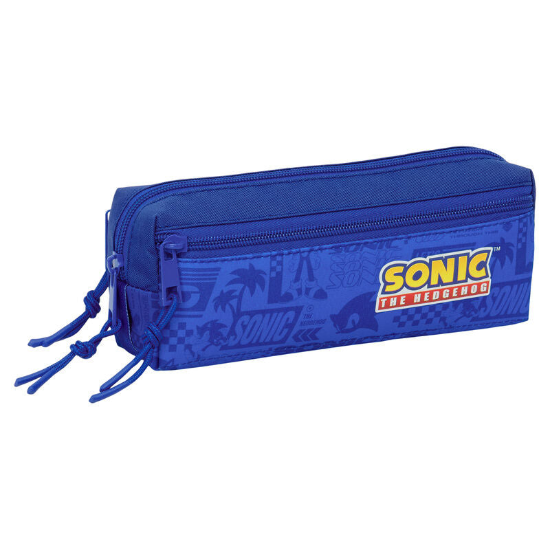 Portatodo triple azul de Sonic the Hedgehog con tres cremalleras