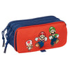 Portatodo triple rojo y azul de Super Mario Bros con Mario, Luigi y Toad