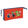 Portatodo triple rojo de Super Mario Bros con Mario, Luigi, Yoshi y Toad