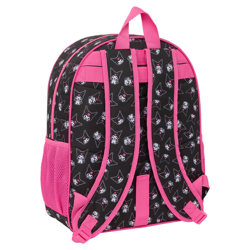 Mochila Kuromi Hello Kitty negra y rosa adaptable a carro - 2
