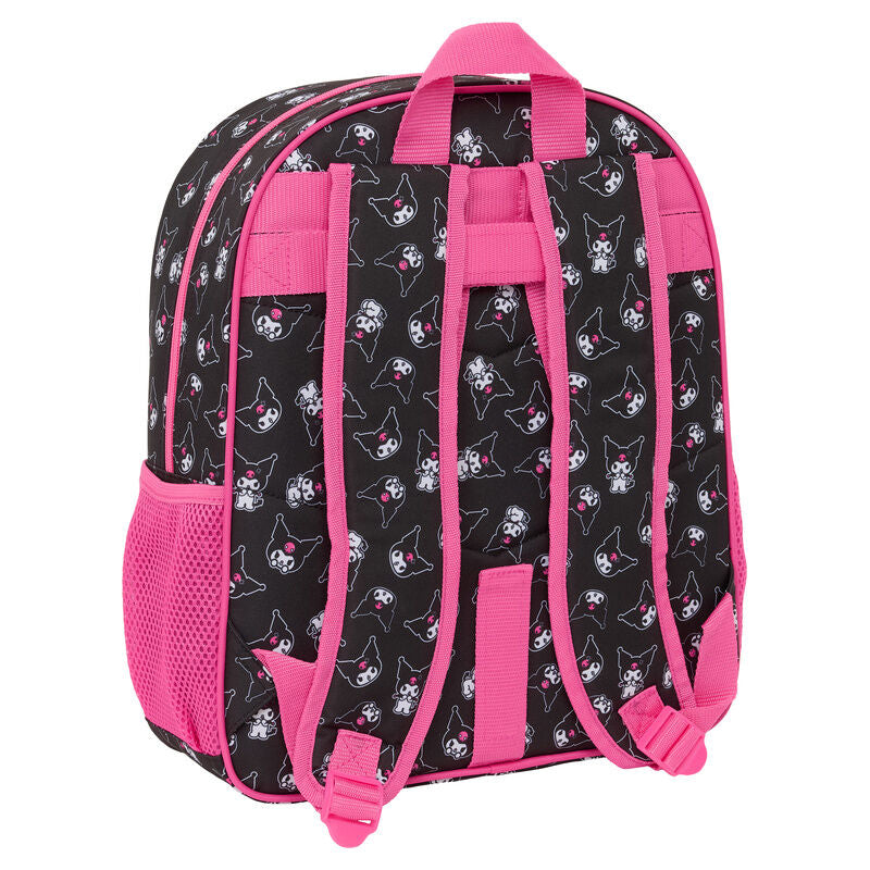 Mochila escolar Kuromi Hello Kitty rosa y negra de 38 cm - 2