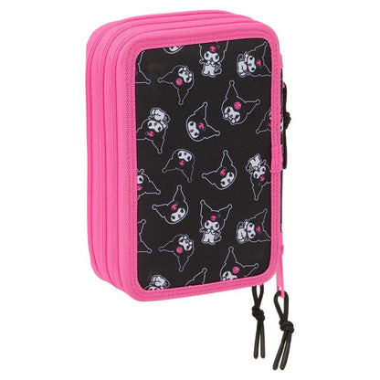 Plumier triple rosa de Kuromi Hello Kitty con tres compartimentos - 2