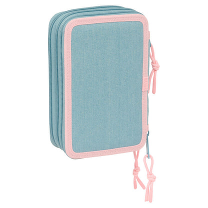 Plumier triple Wicked azul y rosa con 37 piezas - 2