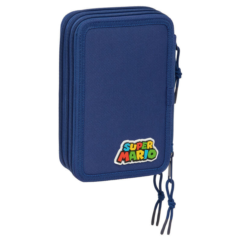 Plumier triple azul y rojo de Super Mario Bros con diseño de Mario - 2