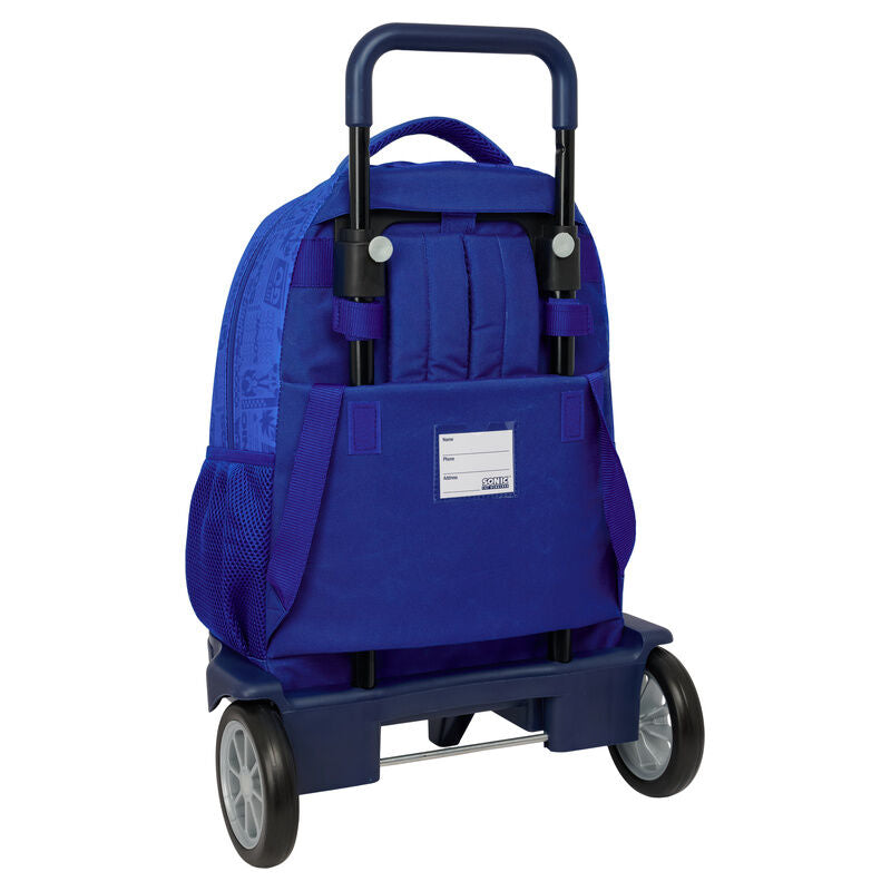 Trolley mochila azul de Sonic the Hedgehog con carro y ruedas - 2