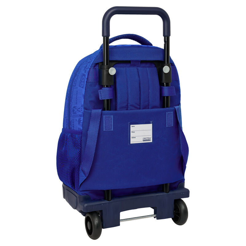 Trolley mochila azul de Sonic SAFTA con ruedas y asa extraíble - 2