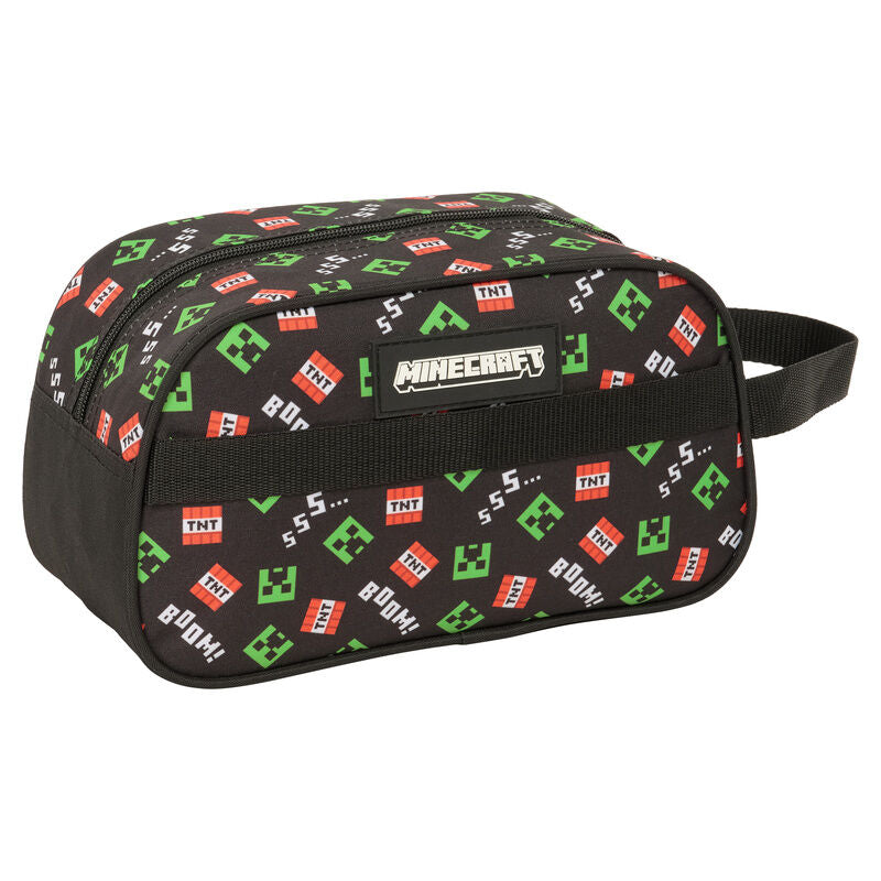 Neceser negro Minecraft con diseño de Creeper y asa lateral - 2