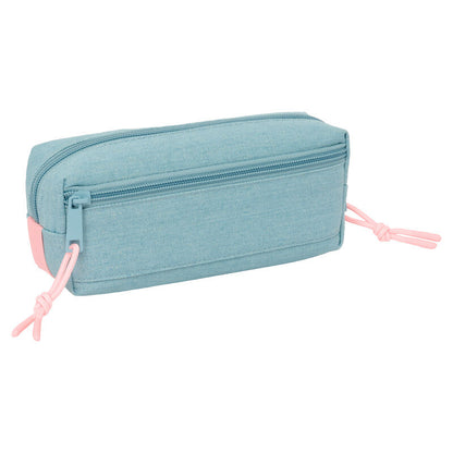 Portatodo triple SAFTA Wicked azul verdoso con detalles rosas - 2