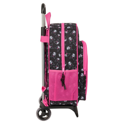 Trolley mochila Kuromi de SAFTA en negro y rosa con ruedas - 3