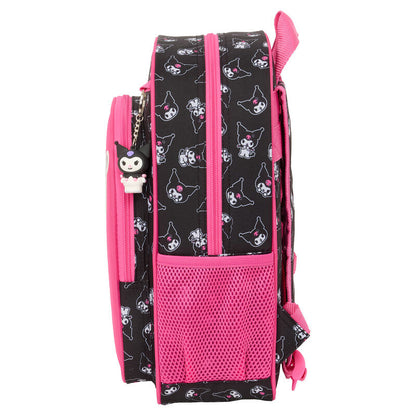 Mochila SAFTA de Kuromi Hello Kitty negra y rosa de 34 cm - 3