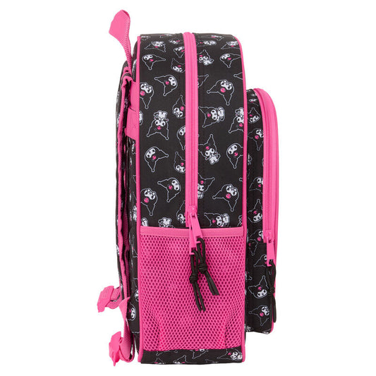Mochila escolar Kuromi Hello Kitty rosa y negra de 38 cm - 3
