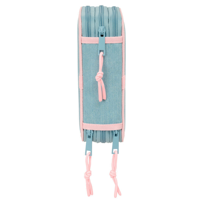 Plumier triple Wicked azul y rosa con 37 piezas - 3