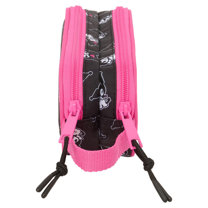Portatodo doble rosa de Kuromi con dos compartimentos y asa lateral - 3