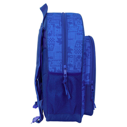Mochila azul Sonic the Hedgehog de 38 cm con bolsillo frontal - 3