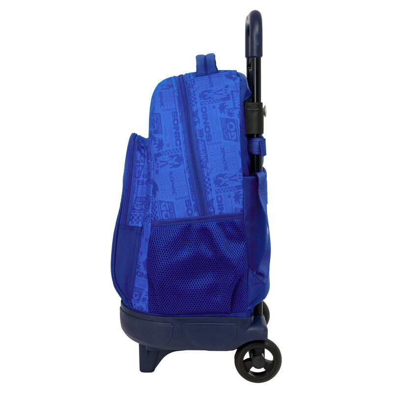 Trolley mochila azul de Sonic SAFTA con ruedas y asa extraíble - 3