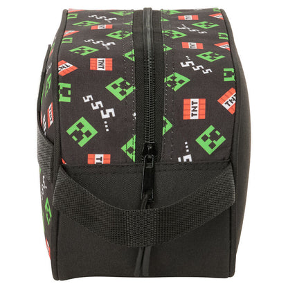 Neceser negro Minecraft con diseño de Creeper y asa lateral - 3