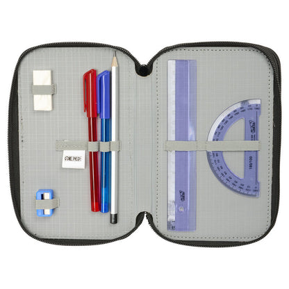 Plumier triple One Piece negro y marrón con 37 piezas - 4