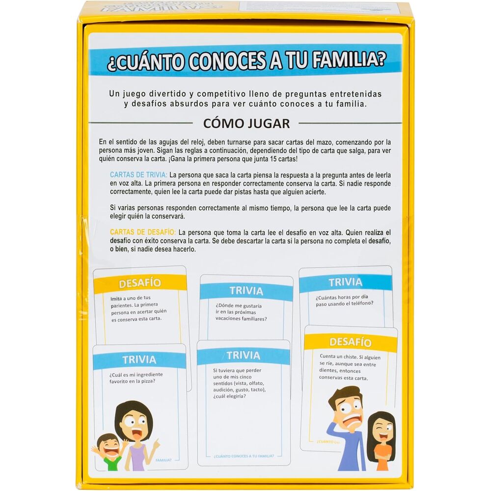 Juego de cartas ¿Cuánto conoces a tu familia? de MOOSE en caja amarilla y azul - 3