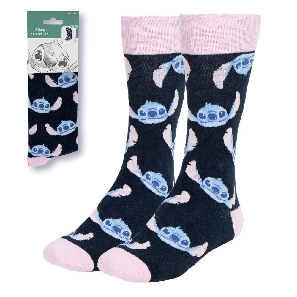 Calcetines Disney de Stitch azul marino y rosa para adulto