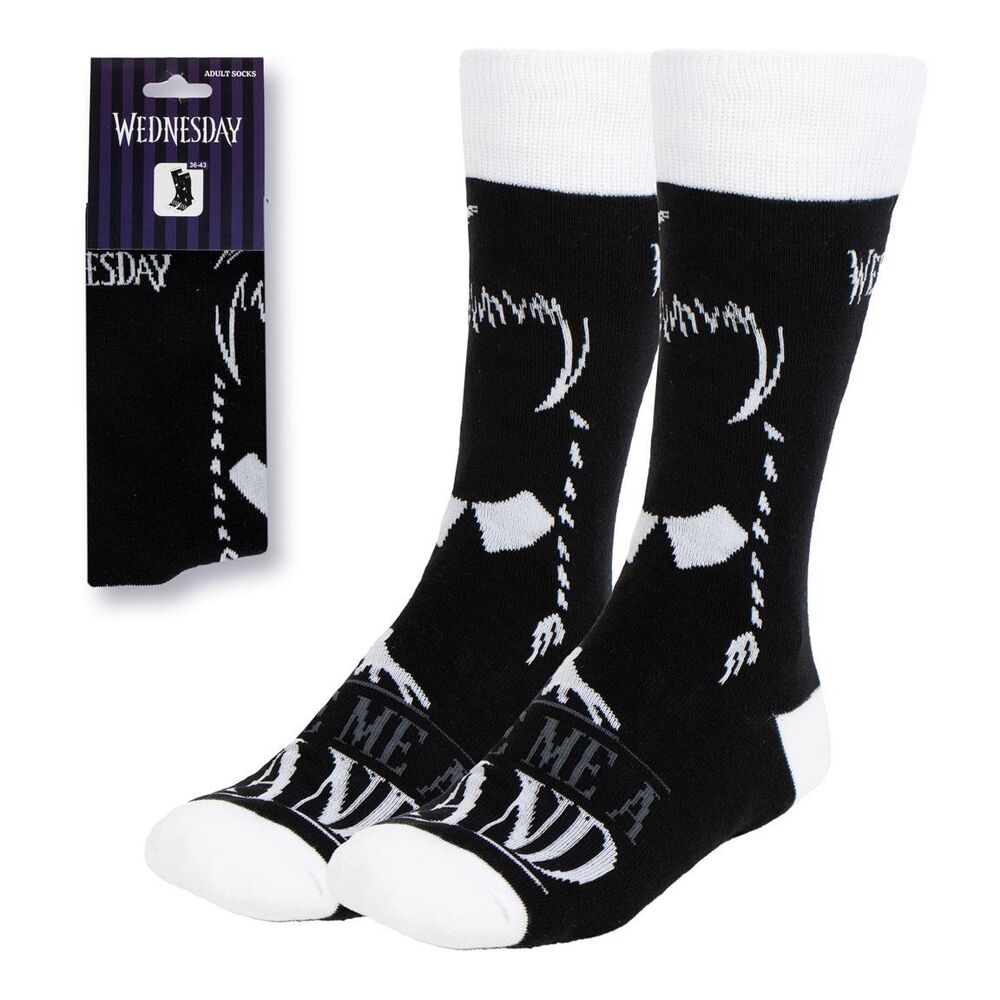 Calcetines de adulto Wednesday en blanco y negro, talla 36-43