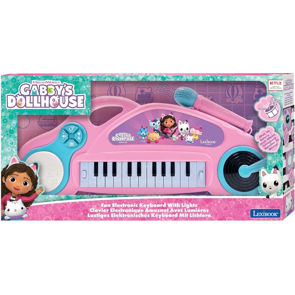 Teclado electrónico rosa de Gabby’s Dollhouse con micrófono - 2