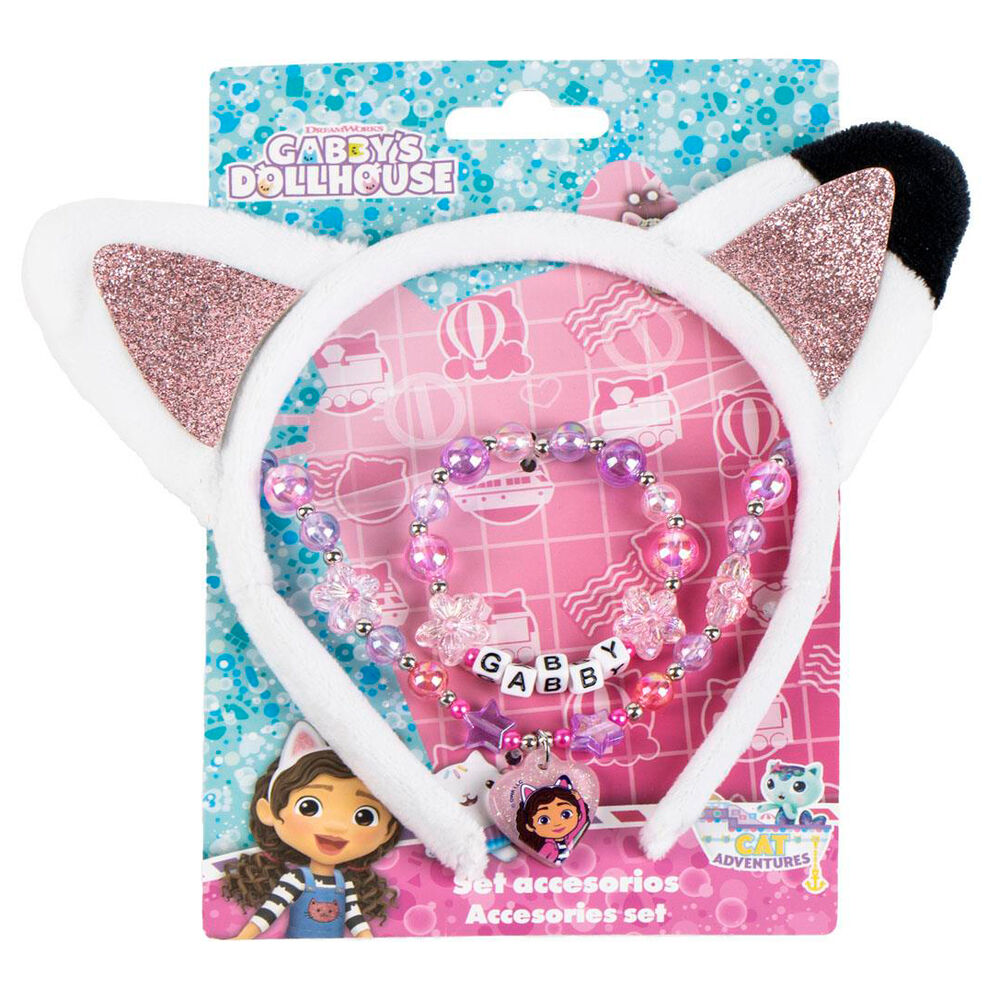 Set de accesorios Gabby's Dollhouse con diadema de orejas y bisutería rosa