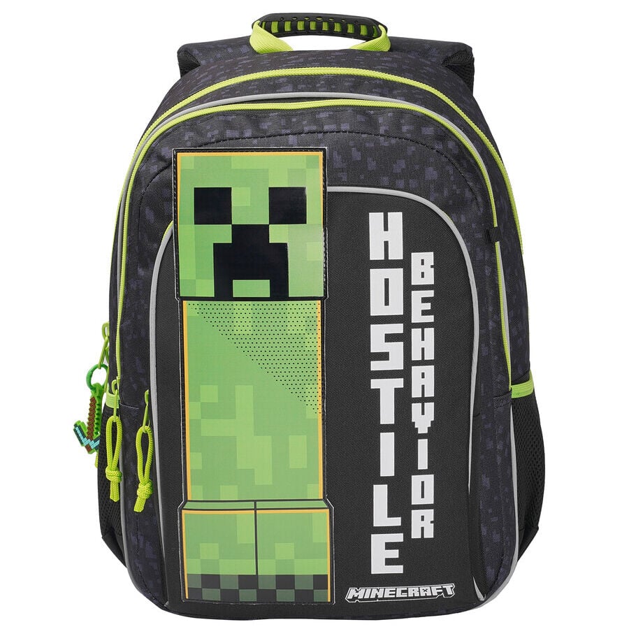 Mochila Minecraft Creeper negra y verde de 40 cm