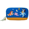 Neceser azul de Bluey con personajes, cremallera y asa de cordón
