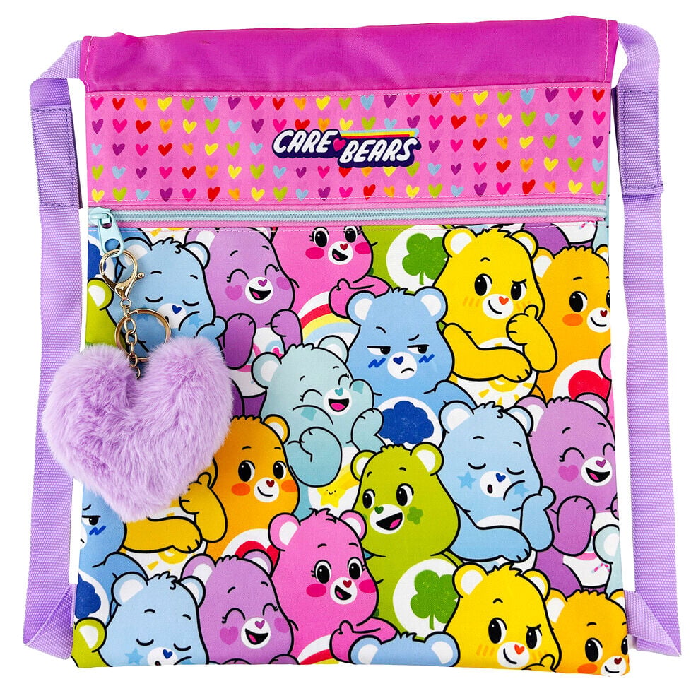 Saco Care Bears Osos Amorosos multicolor con correa y corazón lila