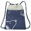 Saco Snoopy Peanuts azul marino con cordones y bolsillo frontal
