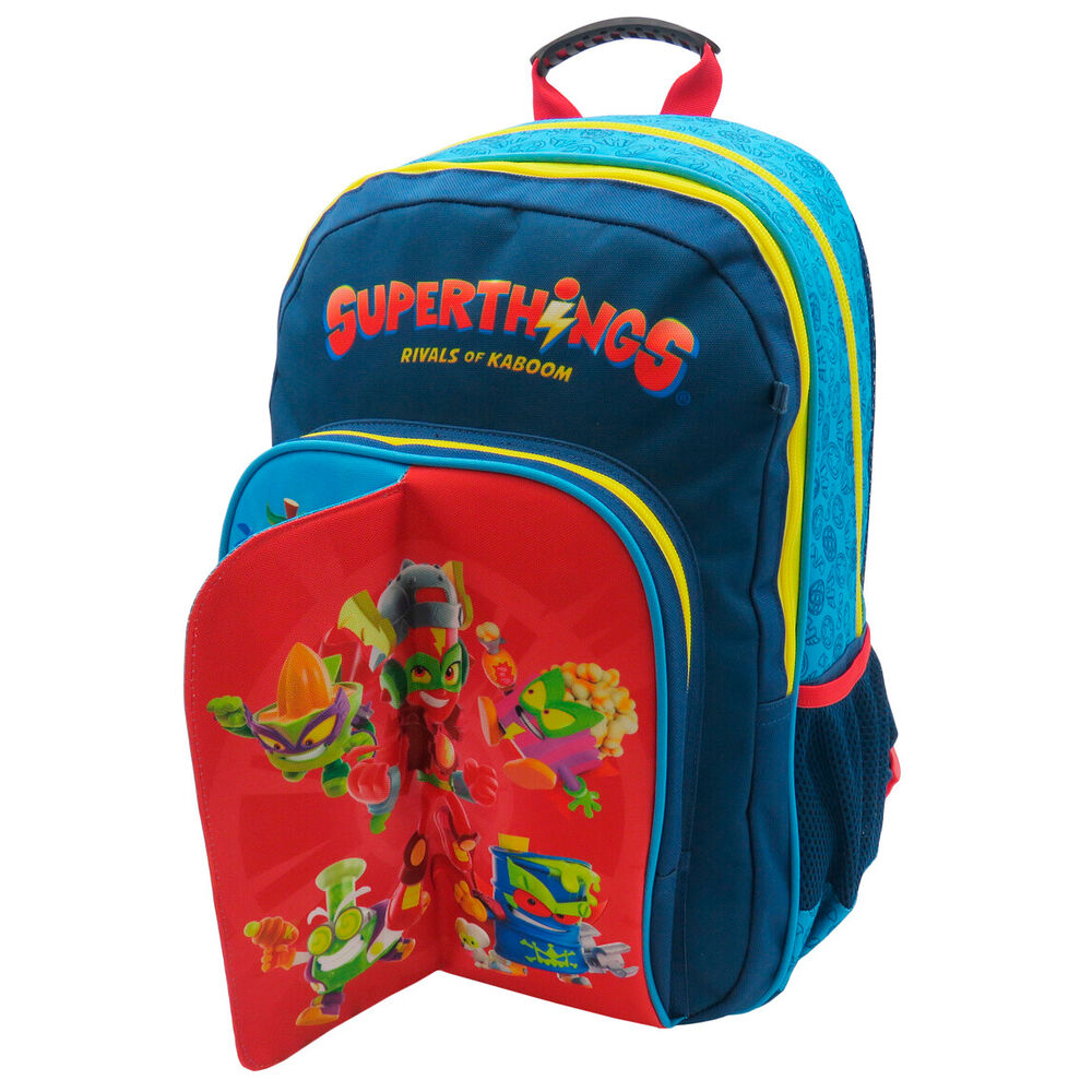 Mochila Superthings azul de 42 cm con bolsillo frontal estampado