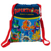 Saco SuperThings azul de 35 cm con personajes y bolsillo frontal