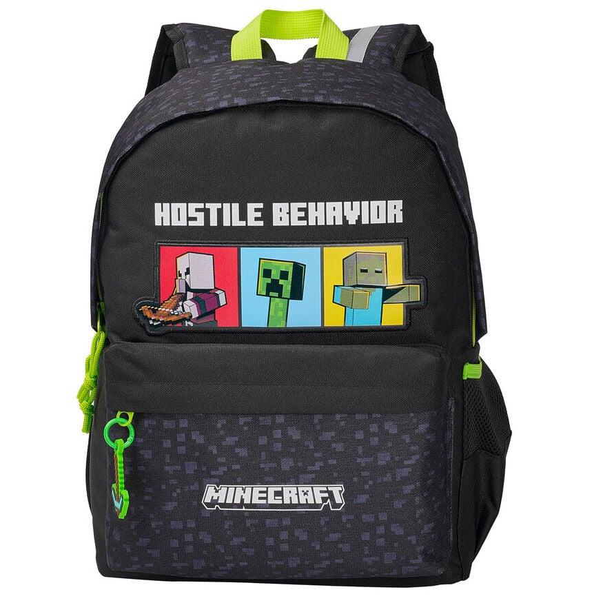 Mochila Minecraft negra de 43 cm con personajes pixelados