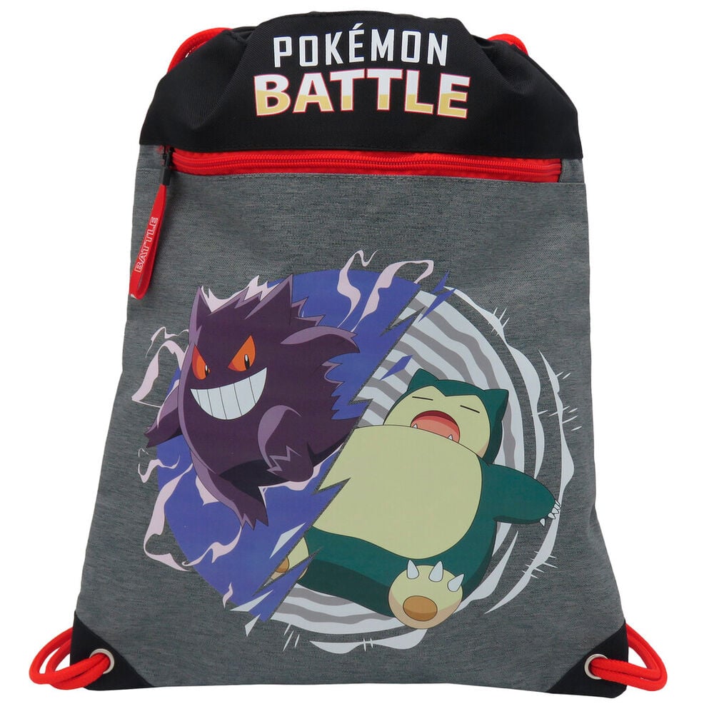 Saco Pokémon Battle gris con Gengar y Snorlax