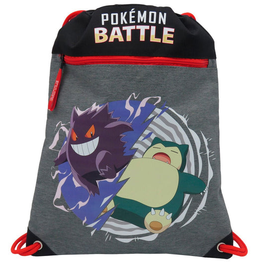 Saco Pokémon Battle gris con Gengar y Snorlax