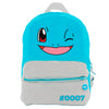 Mochila turquesa de Squirtle Pokémon con bolsillo frontal gris