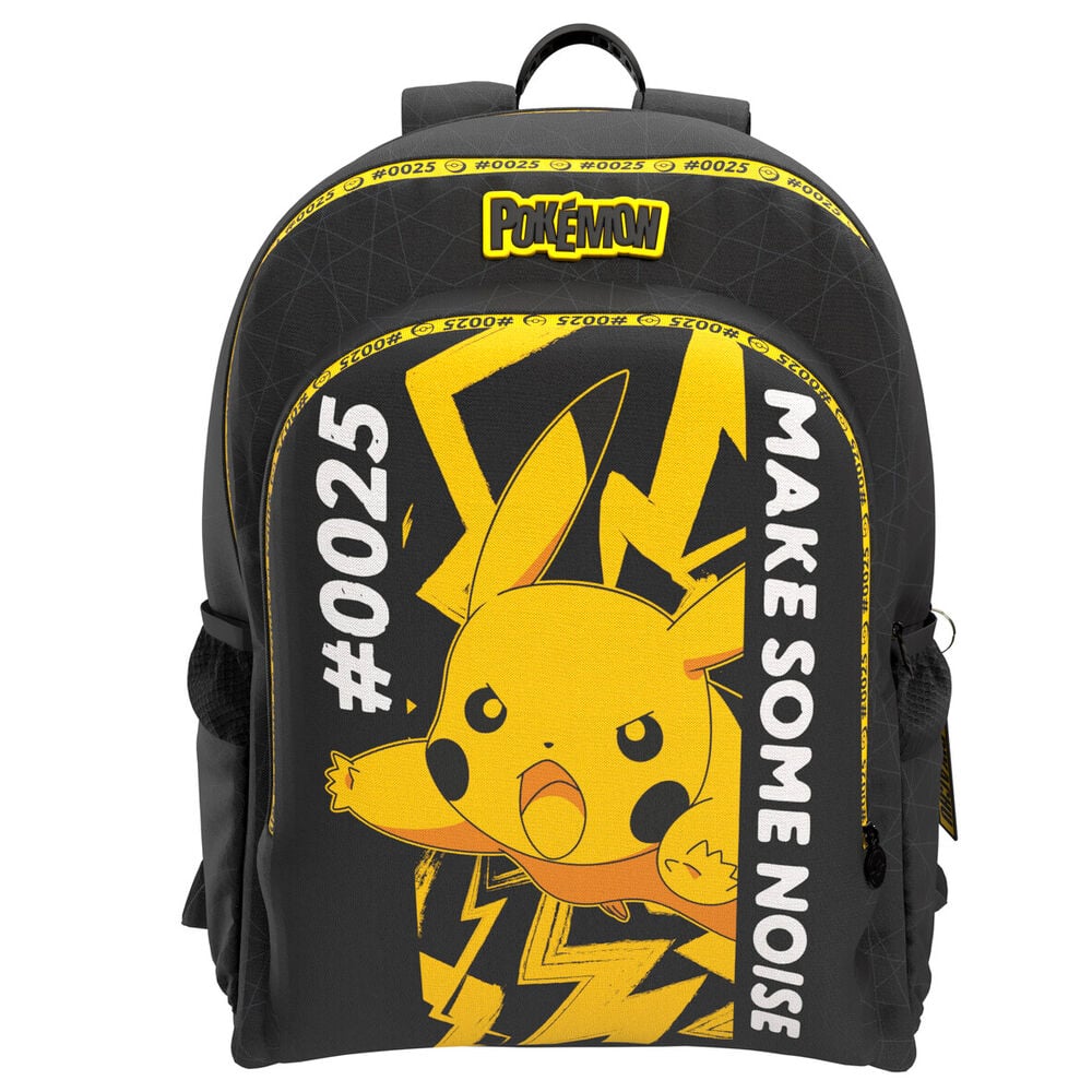 Mochila Pokémon Pikachu negra y amarilla de 42 cm