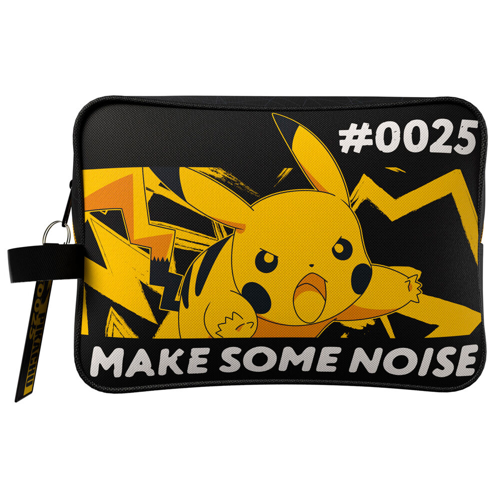 Neceser negro y amarillo de Pikachu Pokémon con cierre de cremallera