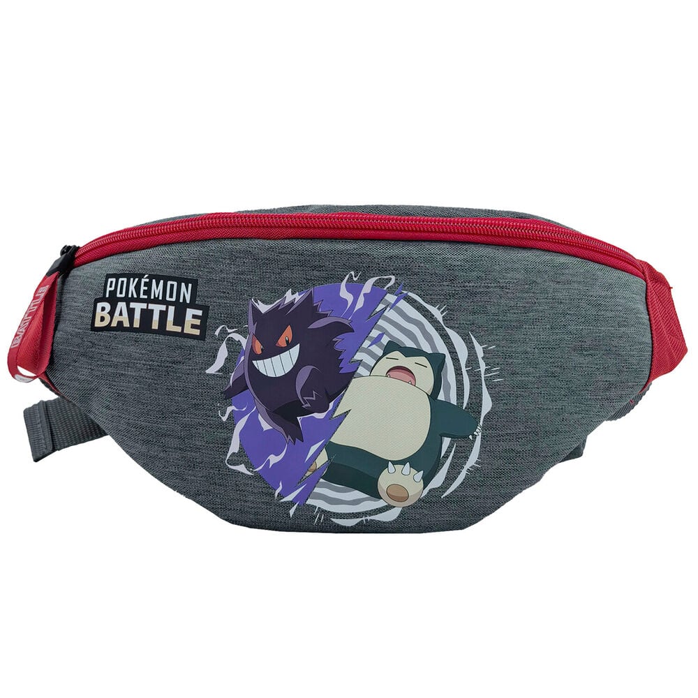 Riñonera Pokémon Battle gris con Gengar y Snorlax