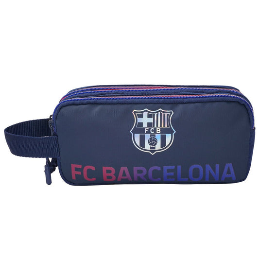 Portatodo triple azul marino del F.C. Barcelona con escudo y asa lateral