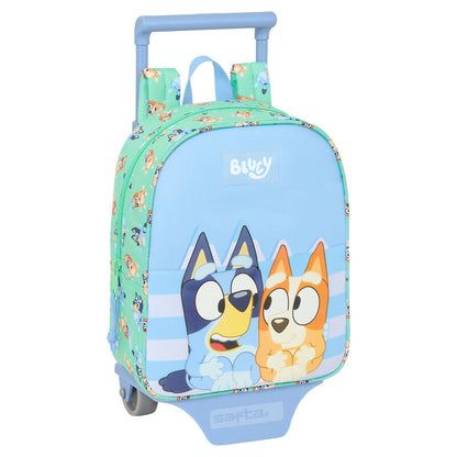 Trolley Sisters Bluey de SAFTA azul con Bluey y Bingo