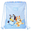 Saco Lets Play de Bluey con rayas azules y personajes Bluey y Bingo