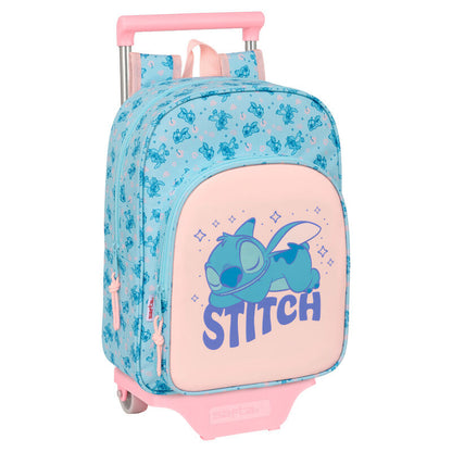 Trolley mochila Stitch Ohana Disney azul y rosa con ruedas