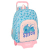 Trolley mochila azul y rosa de Stitch Disney con mochila extraíble