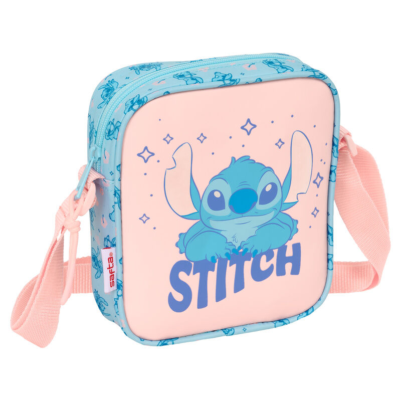 Bolso bandolera ajustable Ohana Stitch Disney en azul y rosa