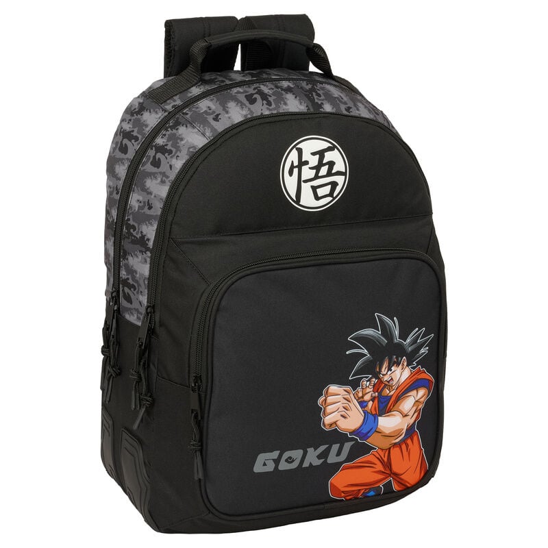 Mochila negra de Dragon Ball con Goku y símbolo de la serie